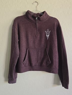 Maroon Quarter-Zip Pullover with Trident‎ Logo